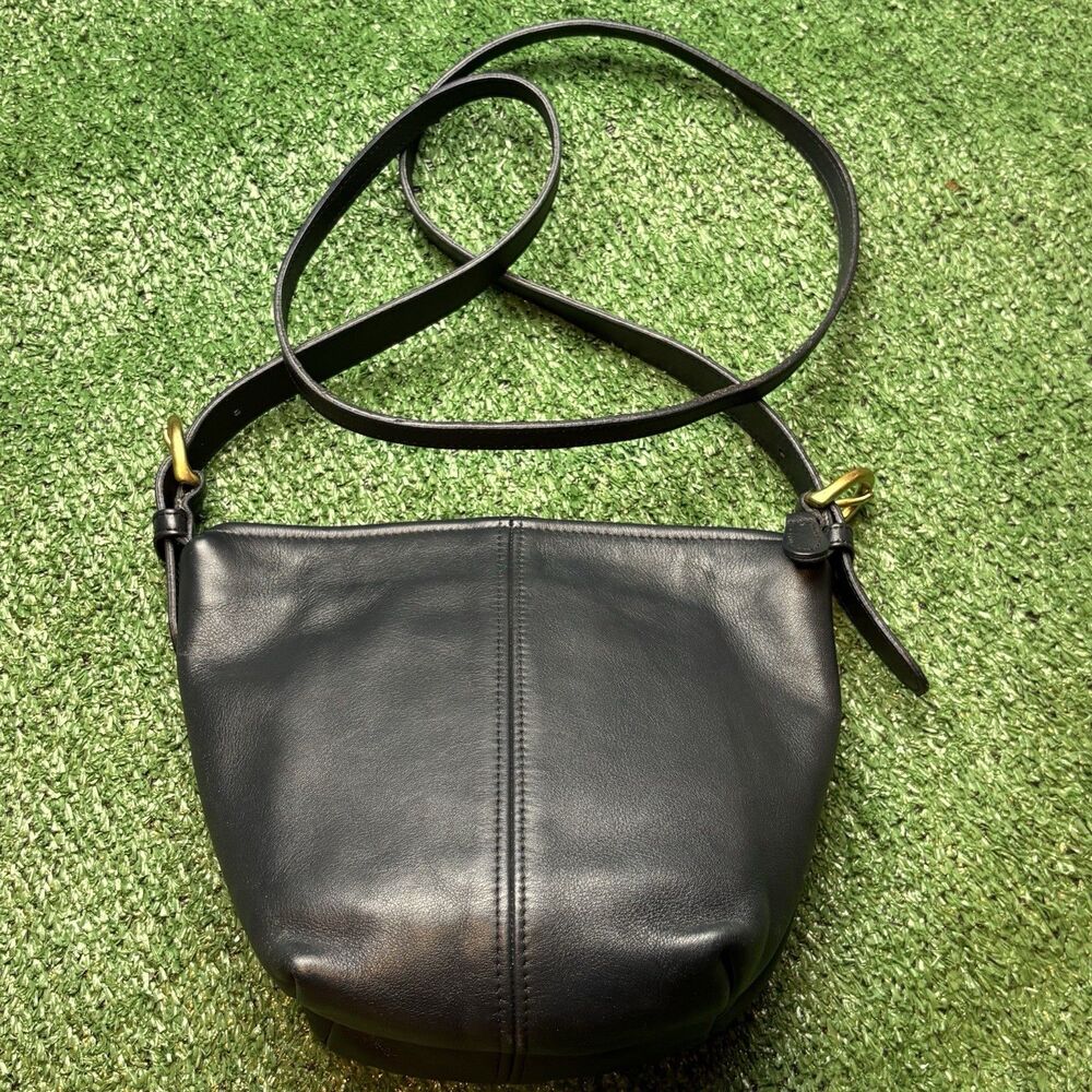 COACH Vintage Zip MacDougal Mini Bucket Sm Black/Navy Leather Crossbody Bag USA - Picture 8 of 11
